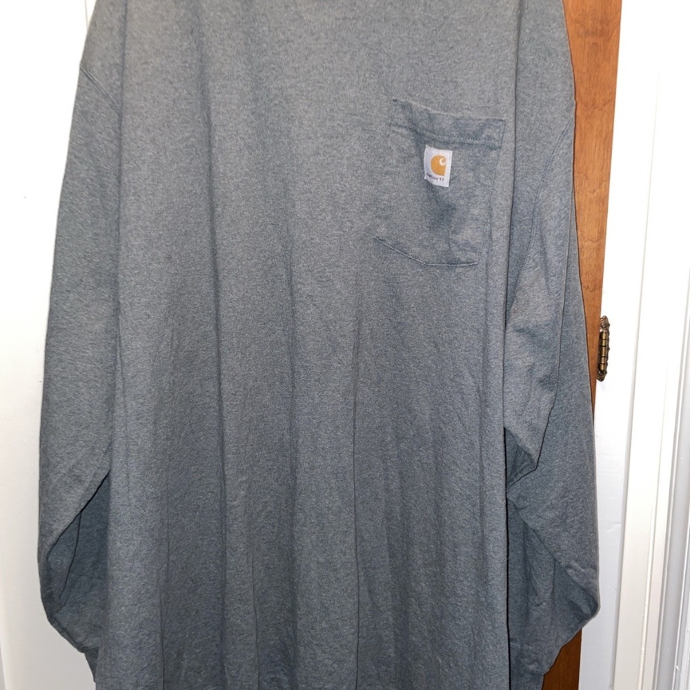 Carhartt Mens Green Long Sleeve Single Pocket T-shirt Size 4XL Loose Fit